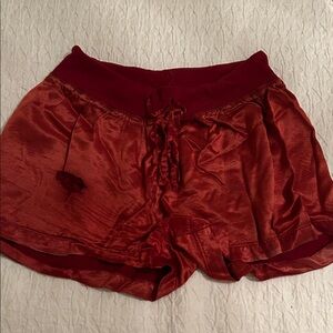 PJ Harlow Red Satin Shorts